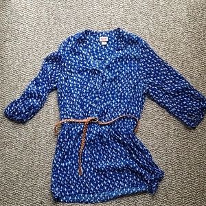 Mossimo Crepe Belted Sheer Shirt Sz L